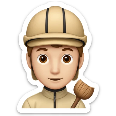  jockey with a stick coming out his head sticker