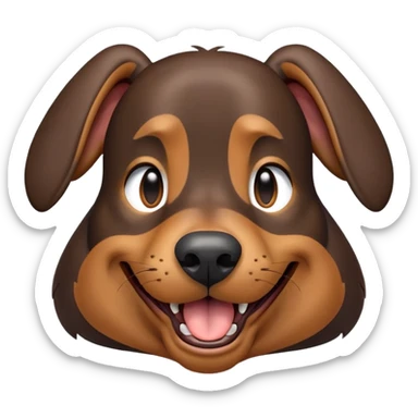 cinematic-cute-yawning-doberman-portrait-emoji,-head-tilted-slightly-with-a-dramatic,-wide-open-yawn,-revealing-a-sleek black and brown fur-with-a-subtle-shimmer,-floppy-ears-slightly-drooping,-round-brown-eyes-barely-open-in-drowsy sticker