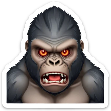 angry looking gorilla glowing red eyes and abs sticker