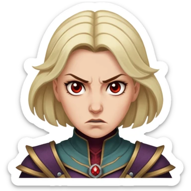 Evelyn from Baldur's Gate 3 with angry expression sticker