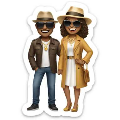 smiling couple with accessories sticker