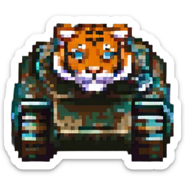 Tiger tank from World War II, pixel art style sticker