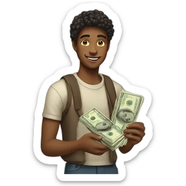 A rich teenagers with money in his hand sticker