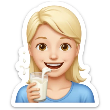 Happy emoji with milk spilling from mouth sticker