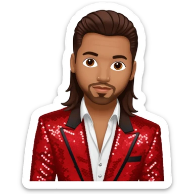 Kevin Thornton, R&B Singer (b. 1969) from Color Me Badd with long dark brown hair, red sequin outfit sticker