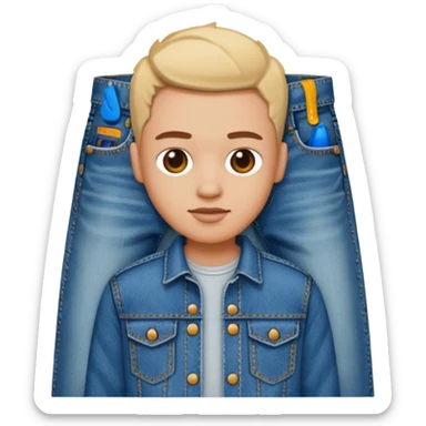 a creative clothing maker making a jeans  sticker