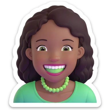 black girl with green braces on her teeth smiling sticker