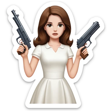 Lana Del Rey white dress holding a gun sticker