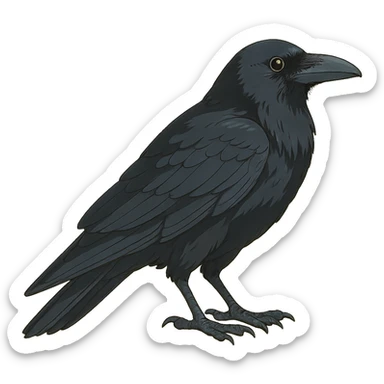 realistic ghibli style raven sticker