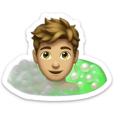 Posh-muscle-boy-brown-hair-green-eyes-pearl-necklace-in-golden-bathtub sticker