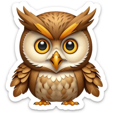 owl shocked expression feathers puffed sticker