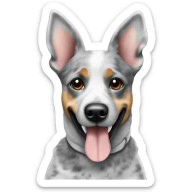 grey blue heeler dog with big ears sticker