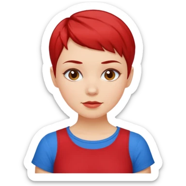 white girl pixie cut red and blue shirt sticker