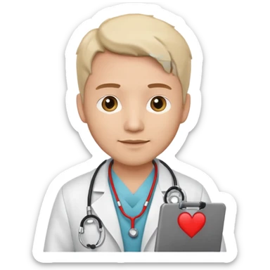 Cardiac sonographe male long white coat or scrubs sticker