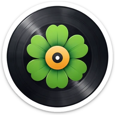 Vinyl record with a green flower pattern inside sticker