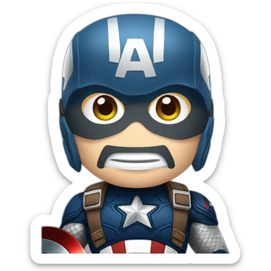 Captain America with mask playing mobile game sticker