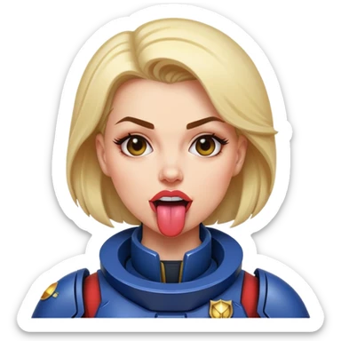 woman space marine wit tongue out face sticker