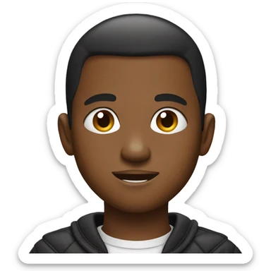 a black boy with earrings and a buzz cut sticker