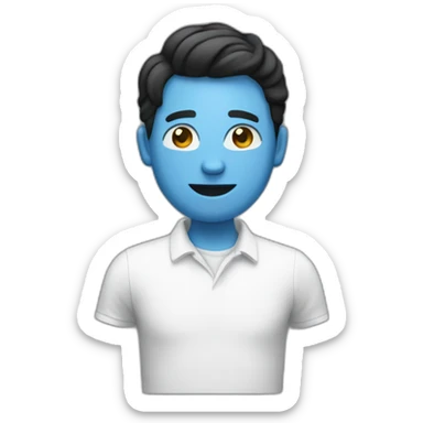 a guy with a miniature earth as a head without any facial features. the guy is wearing a layered black and white shirt jeans and plain white shoes sticker