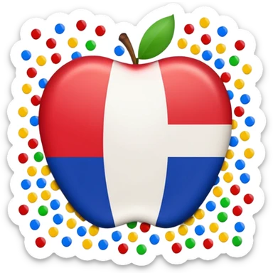 French flag surrounded by colorful confetti, apple style emoji sticker