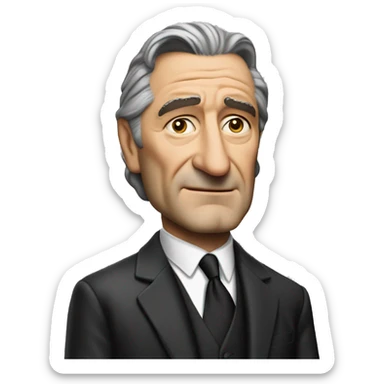 middle aged robert deniro with wise guy suit sticker