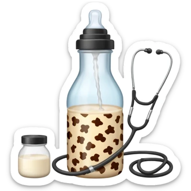 stethescope, baby bottle, cute baby scrapbooking paper animal print  sticker
