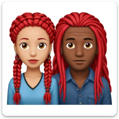 red long dreads lightskin woman and dark hair braids dark skin man  sticker