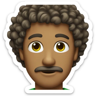 tan green eyed man with a mustache and curly hair sticker