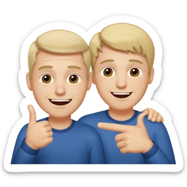 2 homme, l'un est triste et l'autre le pointe du doigt en rigolant sticker