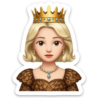 Queen wearing a bark-patterned dress sticker