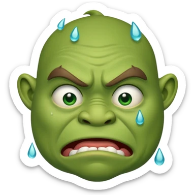 An oger is crying with tears in his eyes sticker