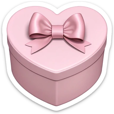 pale pink heart box, pale pink bow, filled with chocolates inside sticker