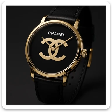 a luxury watch featuring the Chanel logo, elegant and stylish, high-end fashion accessory sticker