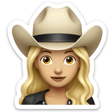 Create blond girl with black cowboy hat sticker