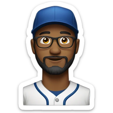 man with glasses and beard with a baseball hat backwards sticker