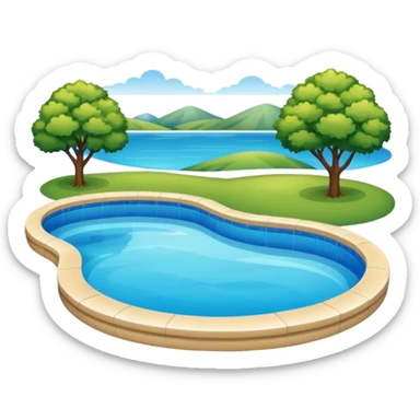 piscina con paisaje  sticker