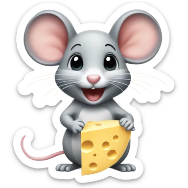 A cute mouse with a piece of cheese  sticker