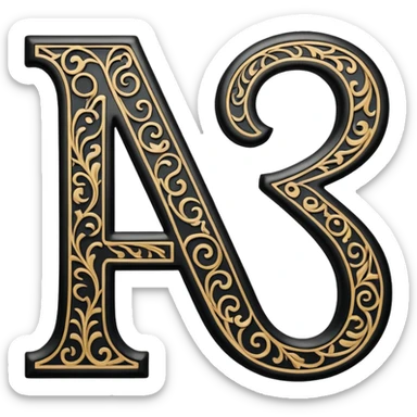 pen drawing decorative letters sticker