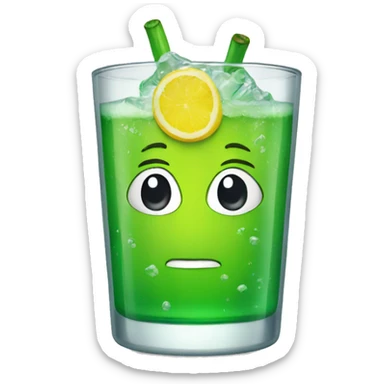 a fresh glass with sprite sticker