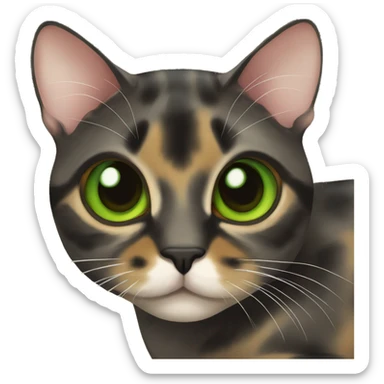 Torti cat green eyes sticker