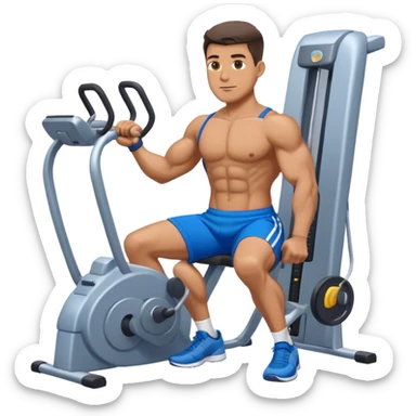 standing fit man with blue shorts cable-machine exercise sticker