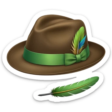 a fedora emoji with a green band, with a feather sticker
