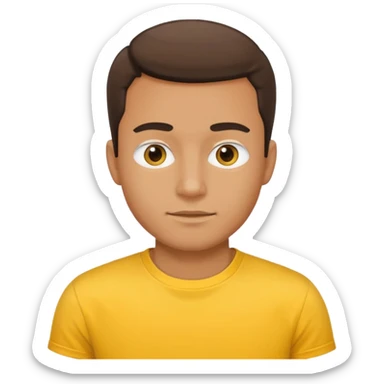 a standard man wearing a t-shirt, yellow, face and shoulders sticker