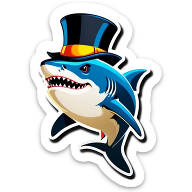 Shark with a top hat sticker