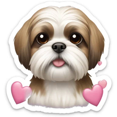 Shihtzu with hearts in her face sticker