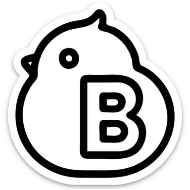 plump rounded Boosty logo with bold clear black outline, expressive graphic shadows, glossy highlights for volume, vector-like style, no background sticker