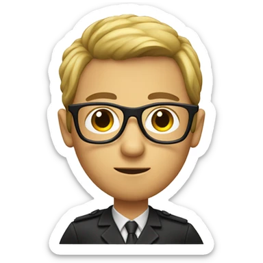 Investigator, wearing black glasses sticker
