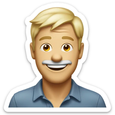 happy chappy goofy emoji white man with tongue on his nose sticker