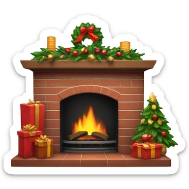 christmas fireplace sticker