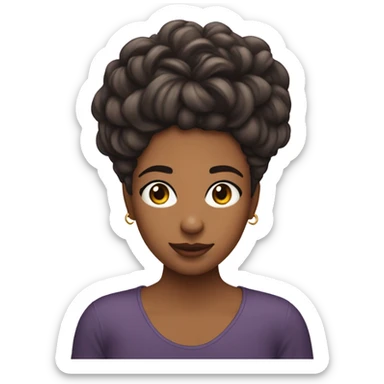 Crea un emoji de una chica con pecas de cabello moreno y medio ondulado mordiéndose el labio sticker